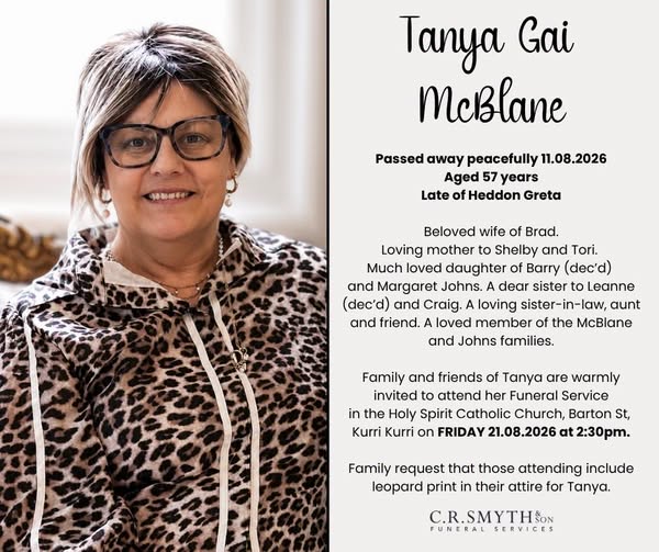 Tanya Gai McBlane Death- Heddon Greta Community Mourns Beloved 57-Year-Old